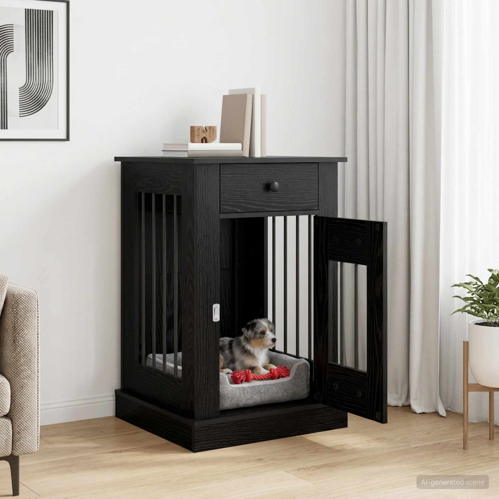 Έπιπλο για κλουβί σκύλου Μαύρη Δρυς 50 x 47,5 x 80 εκ.