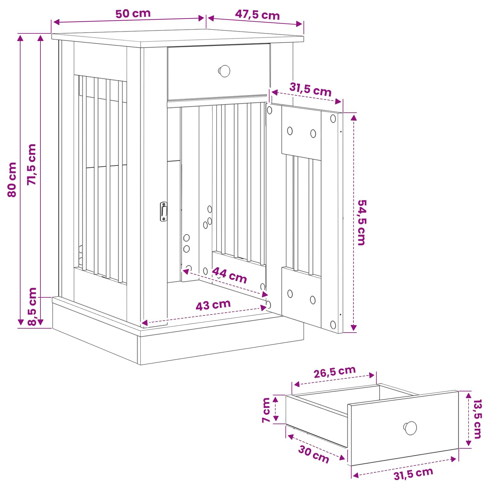 Έπιπλο για κλουβί σκύλου Sonoma Δρυς 50 x 47,5 x 80 εκ. - Pakobazaar