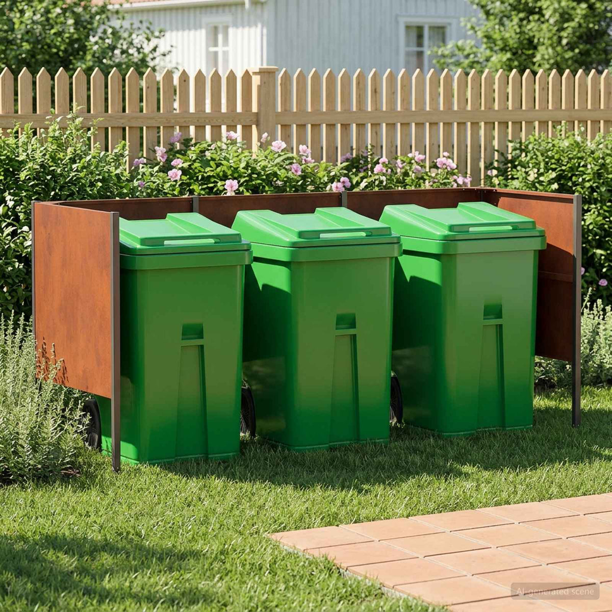 Κάλυμμα Κάδου Απορριμμάτων 249 x 85 x 113 εκ Σκ rusty - Pakobazaar