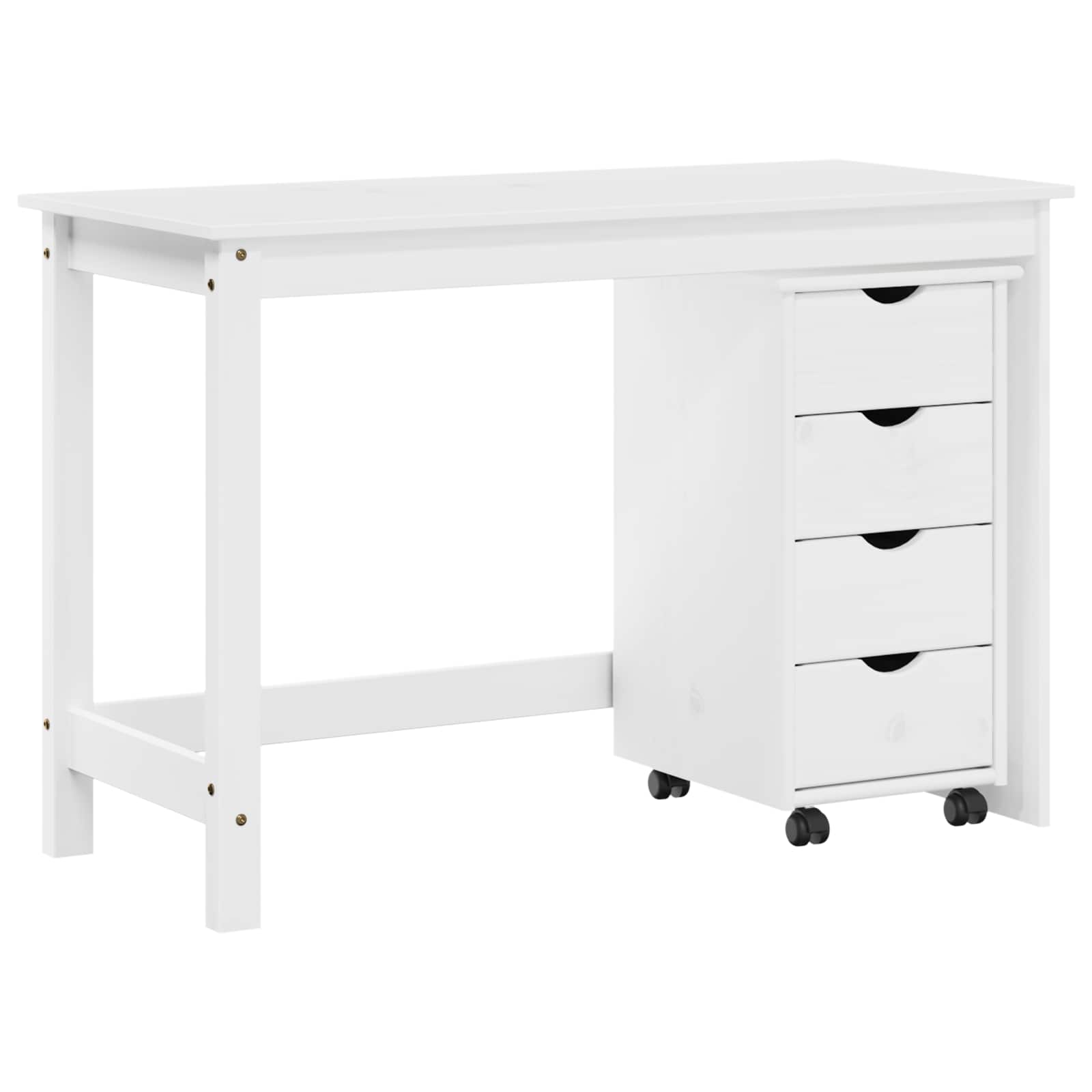 Σετ Γραφείου και Ντουλάπας 2 τμχ. Λευκό Μασίφ Ξύλο Πεύκου