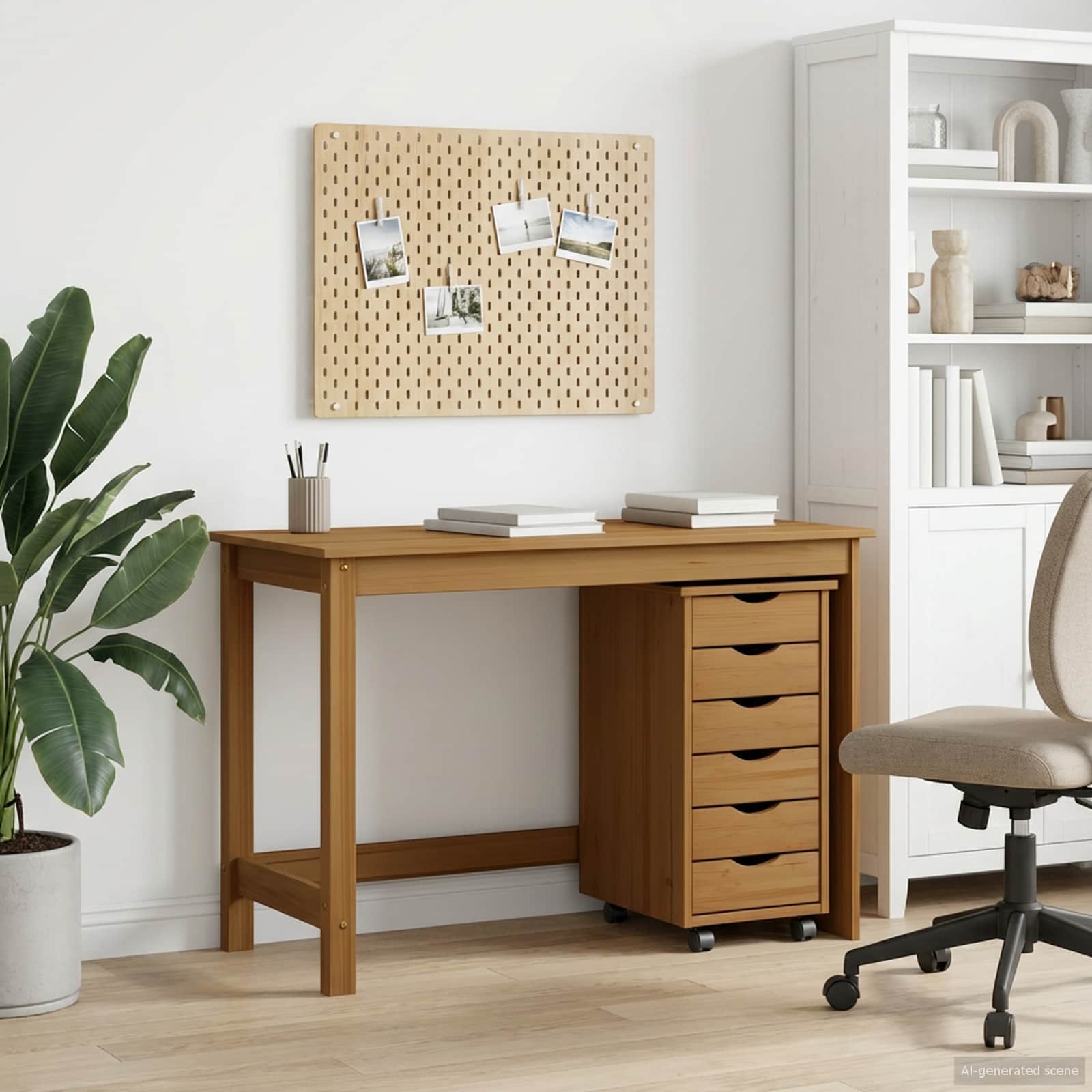 Σετ Γραφείου και Κινητού Ντουλαπιού MOSS 2 pcs Μέλι Καφέ - Pakobazaar