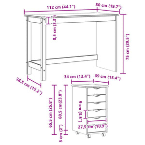 Σετ Γραφείου και Κινητού Ντουλαπιού MOSS 2 pcs Μέλι Καφέ - Pakobazaar