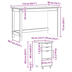 Σετ Γραφείου και Κινητού Ντουλαπιού MOSS 2 pcs Μέλι Καφέ - Pakobazaar