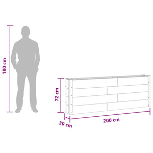 Υπερυψωμένη Ζαρντινιέρα Μαύρο 200 x 30 x 72 εκ - Pakobazaar
