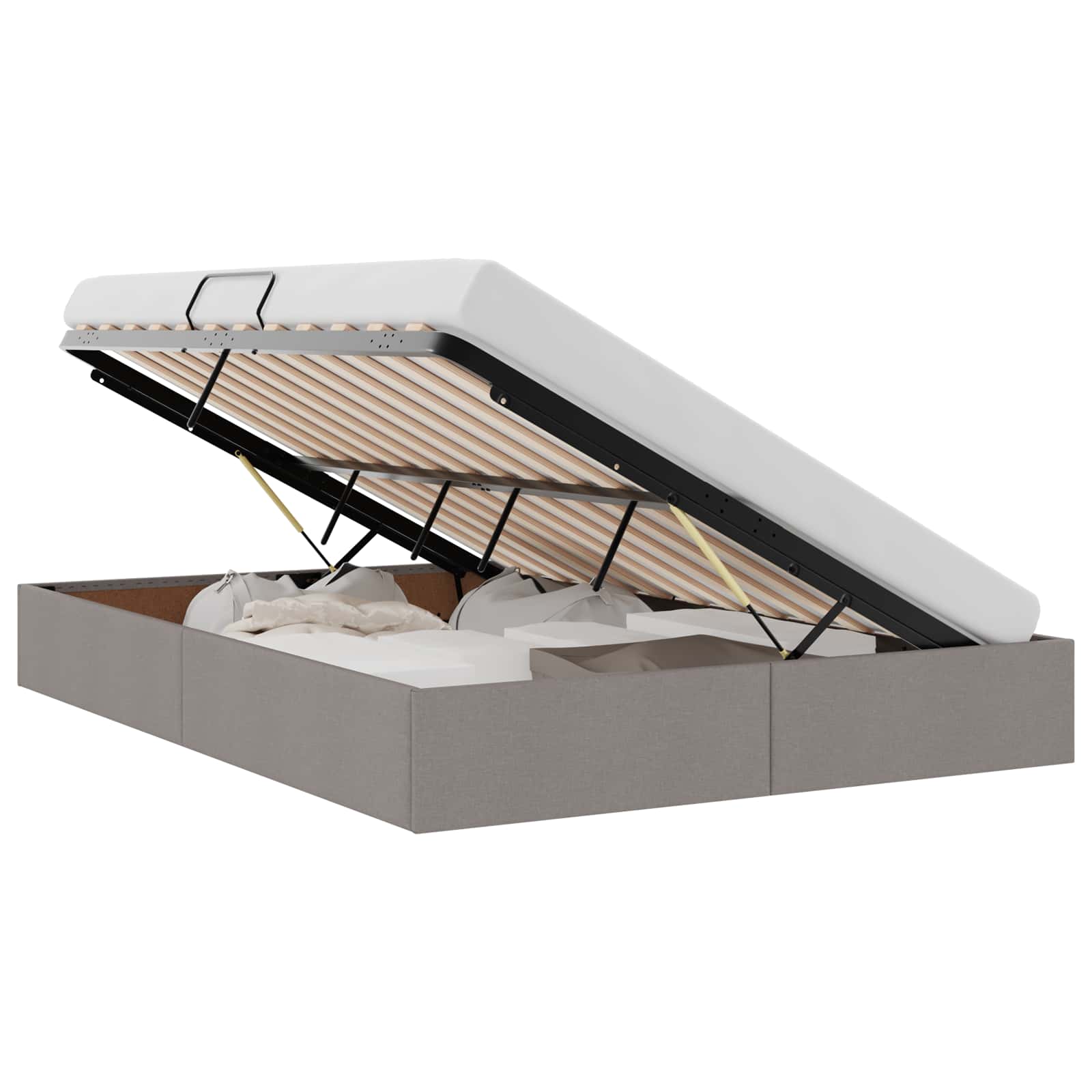 Κρεβάτι Οθωμανικού Τύπου Taupe 140 x 190 cm ύφασμα - Pakobazaar