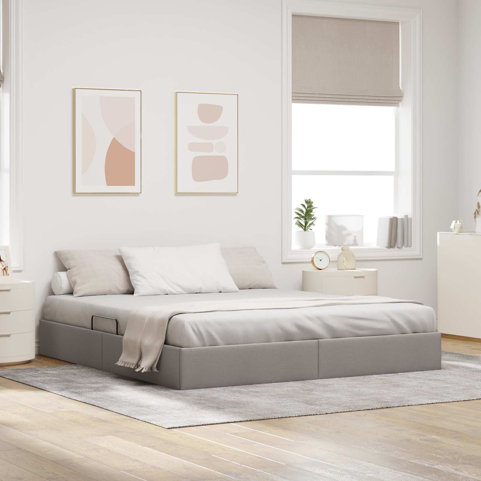 Κρεβάτι Οθωμανικού Τύπου Taupe 160 x 200 cm ύφασμα - Pakobazaar