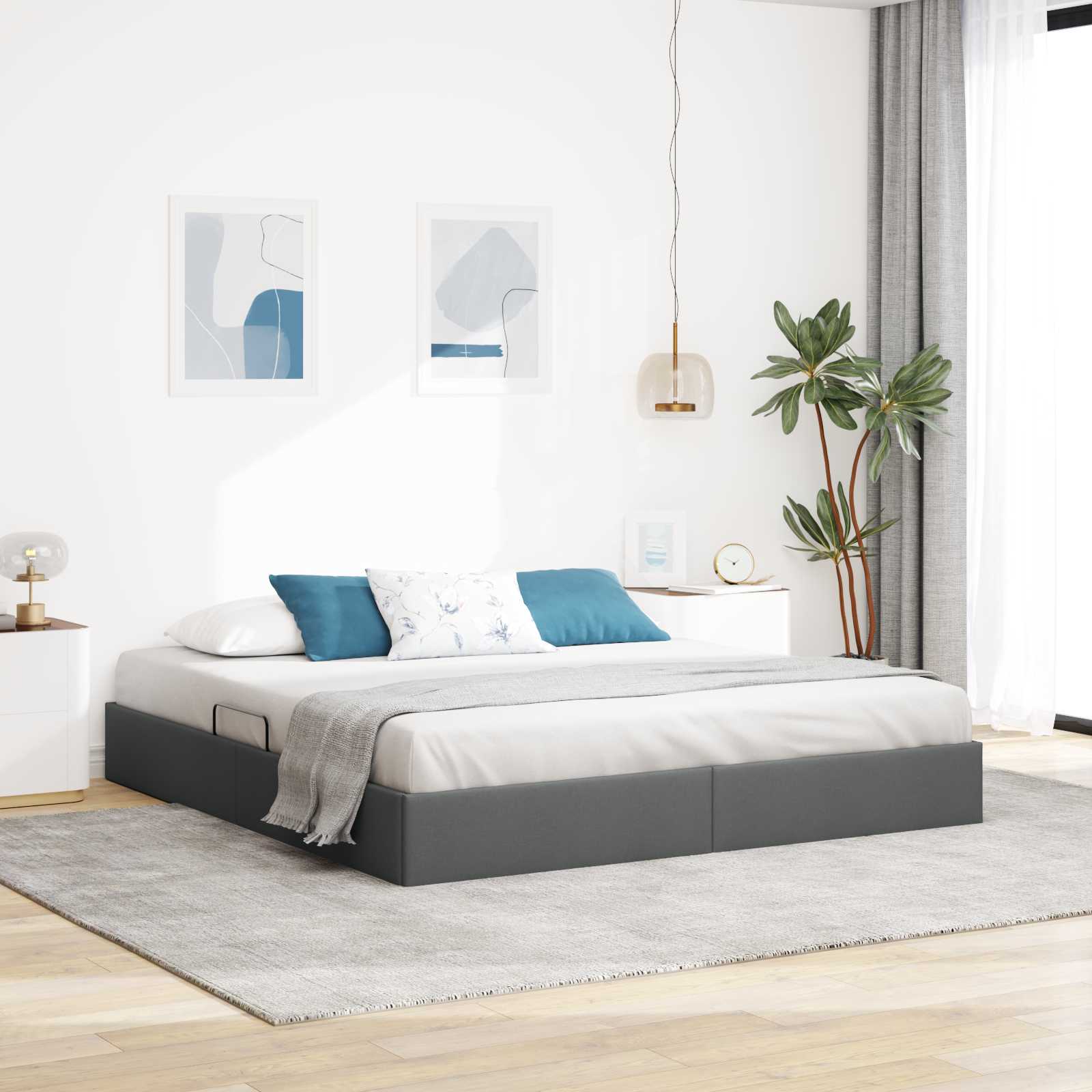 Κρεβάτι Οθωμανικού Τύπου Σκούρο Γκρι 180 x 200 cm ύφασμα - Pakobazaar