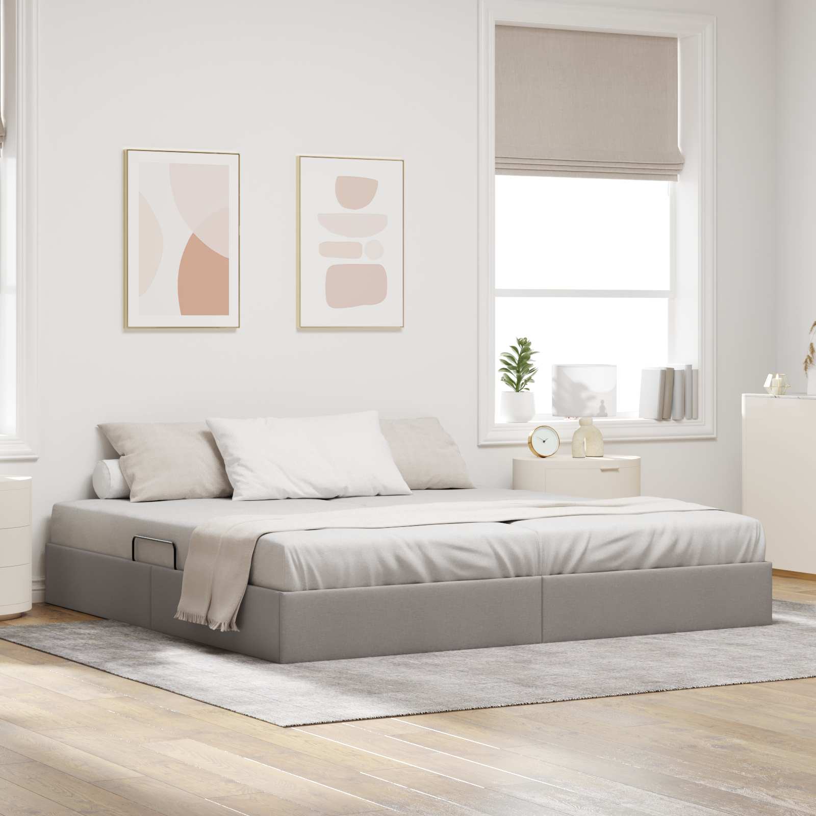 Κρεβάτι Οθωμανικού Τύπου Taupe 200 x 200 cm ύφασμα