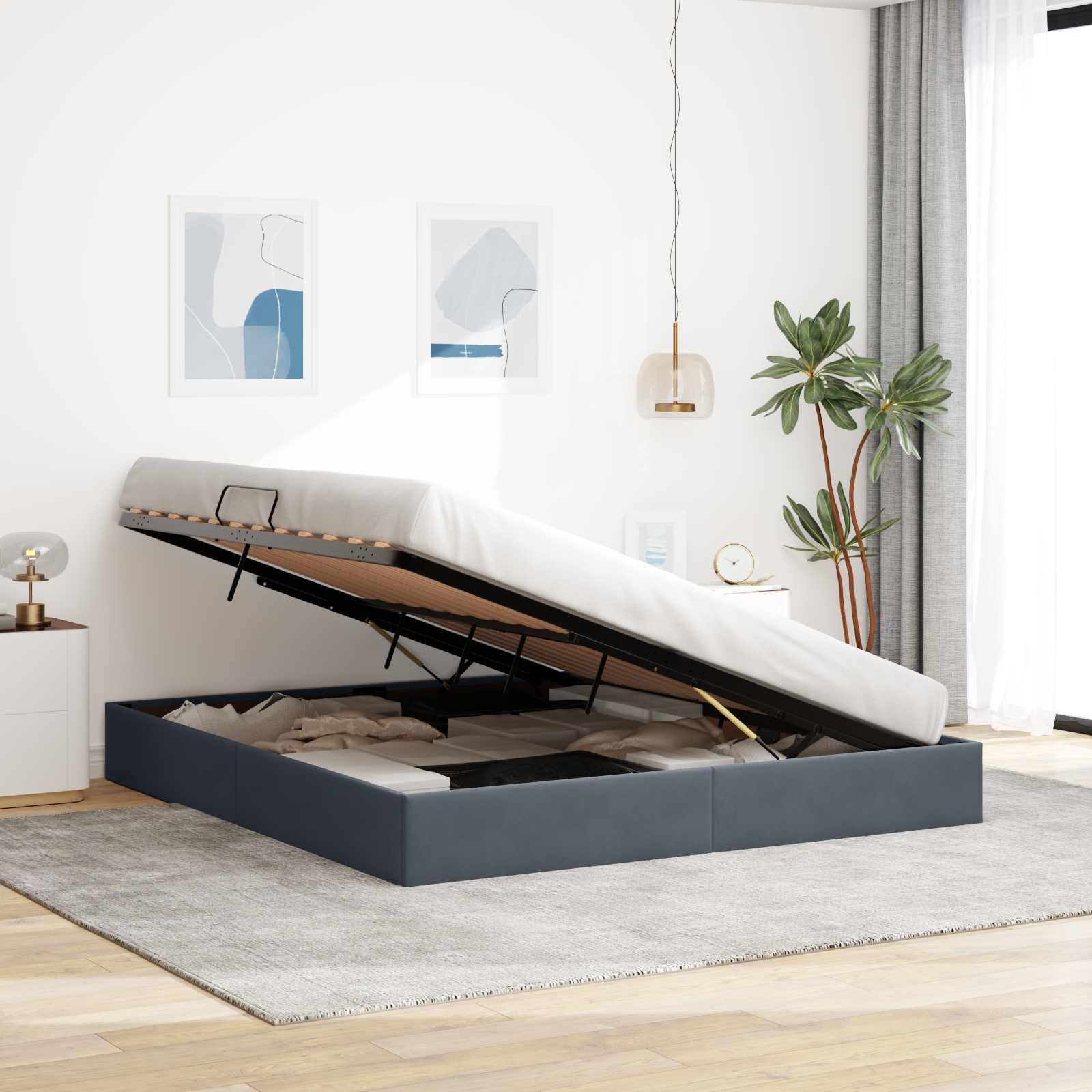 Κρεβάτι Οθωμανών με Αποθηκευτικό Χώρο με αποθήκευση Βελούδο - Pakobazaar