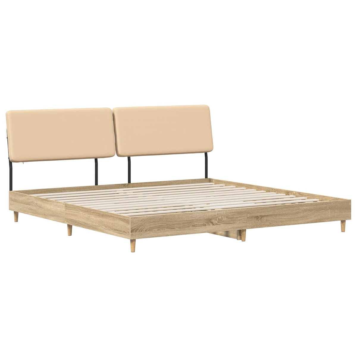 Διπλό κρεβάτι με κεφαλάρι Sonoma oak και κρεμ 200 x 200 cm - Pakobazaar