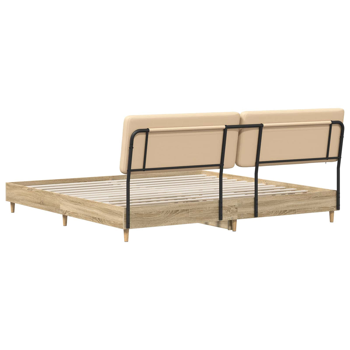 Διπλό κρεβάτι με κεφαλάρι Sonoma oak και κρεμ 200 x 200 cm - Pakobazaar