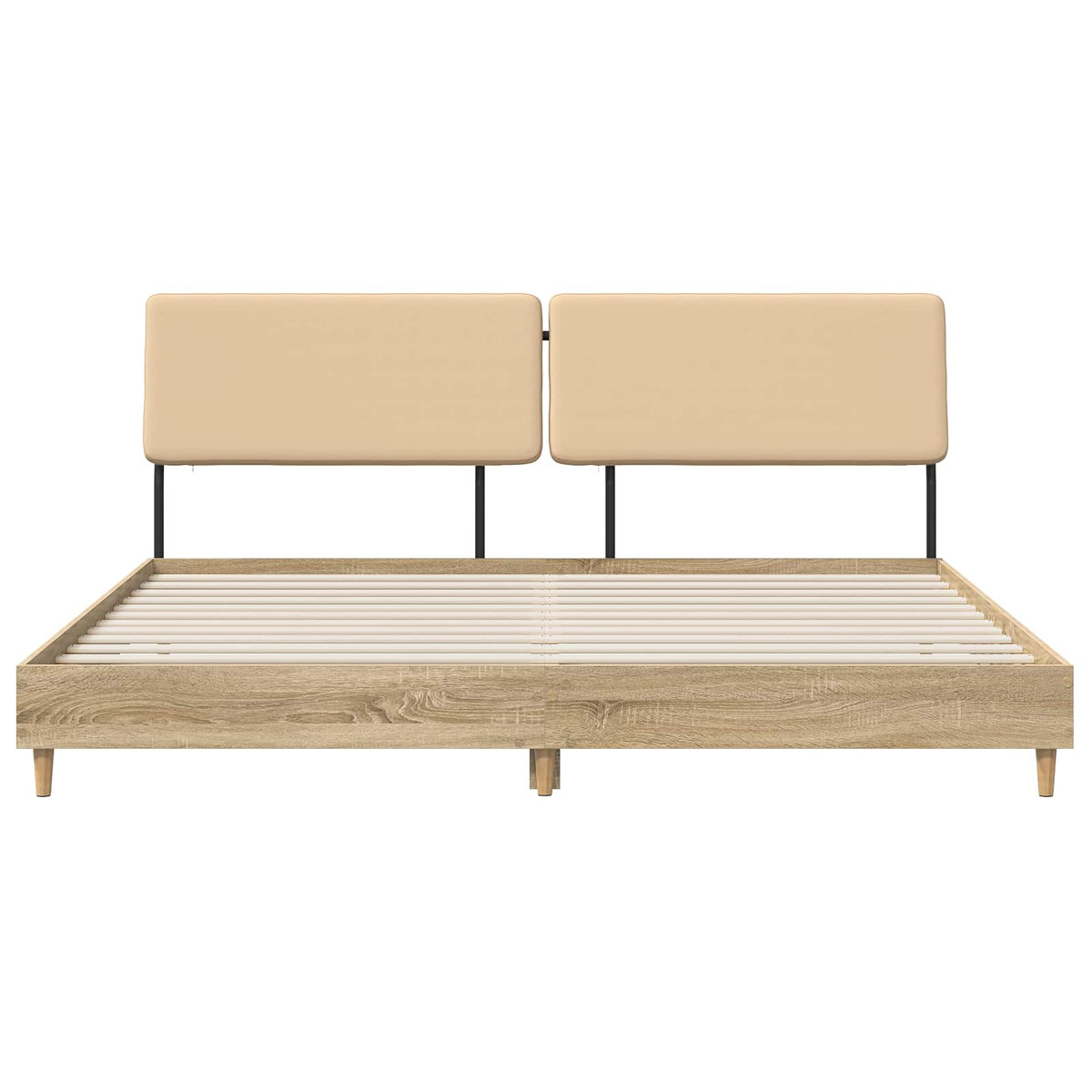 Διπλό κρεβάτι με κεφαλάρι Sonoma oak και κρεμ 200 x 200 cm - Pakobazaar