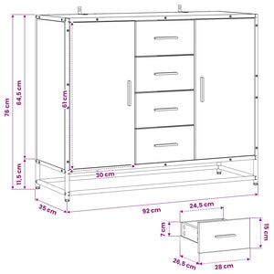 Πλαϊνό γραφείο Παλαιωμένο ξύλο 92 x 35 x 76 εκ.