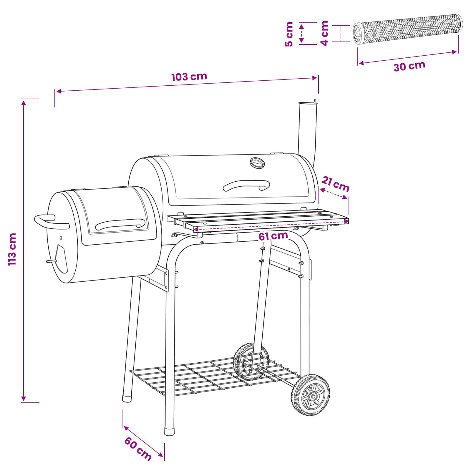 Εξωτερική ψησταριά 103 x 60 x 113 εκ Ατσάλι Μαύρο - Pakobazaar