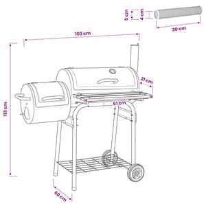 Εξωτερική ψησταριά 103 x 60 x 113 εκ Ατσάλι Μαύρο - Pakobazaar