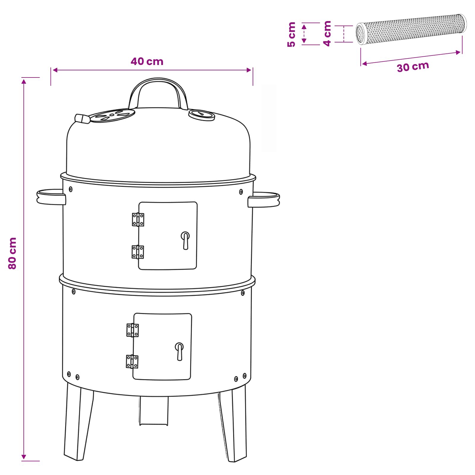 Εξωτερική ψησταριά Ø 40 x 80 cm Ατσάλι Μαύρο - Pakobazaar
