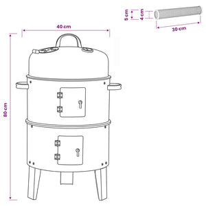 Εξωτερική ψησταριά Ø 40 x 80 cm Ατσάλι Μαύρο - Pakobazaar