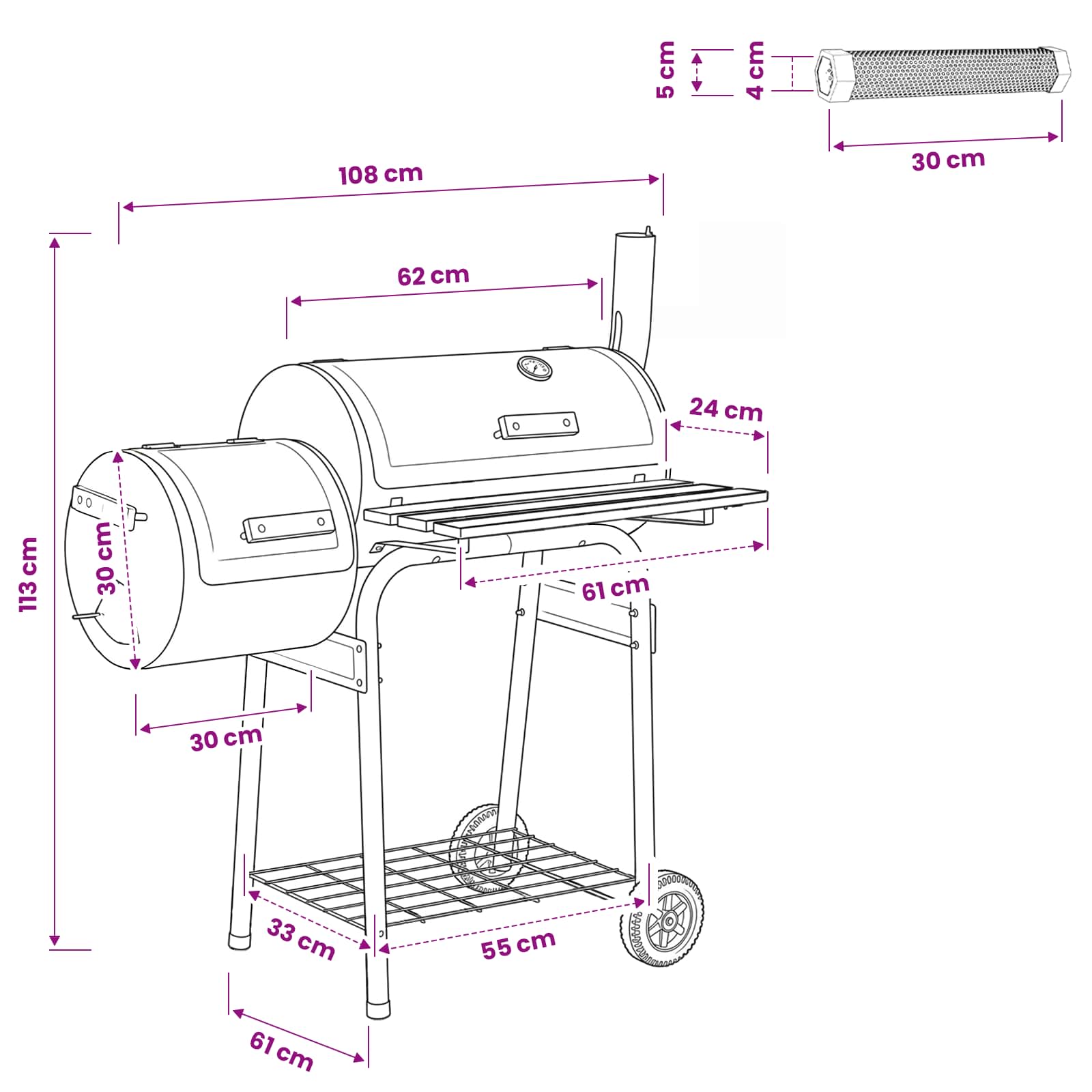 Εξωτερική ψησταριά 103 x 60 x 113 εκ Ατσάλι Μαύρο - Pakobazaar
