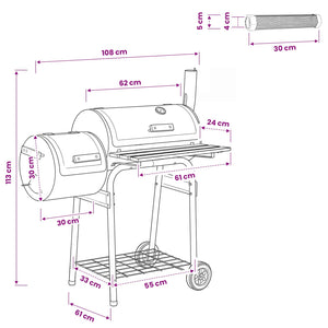 Εξωτερική ψησταριά 103 x 60 x 113 εκ Ατσάλι Μαύρο - Pakobazaar
