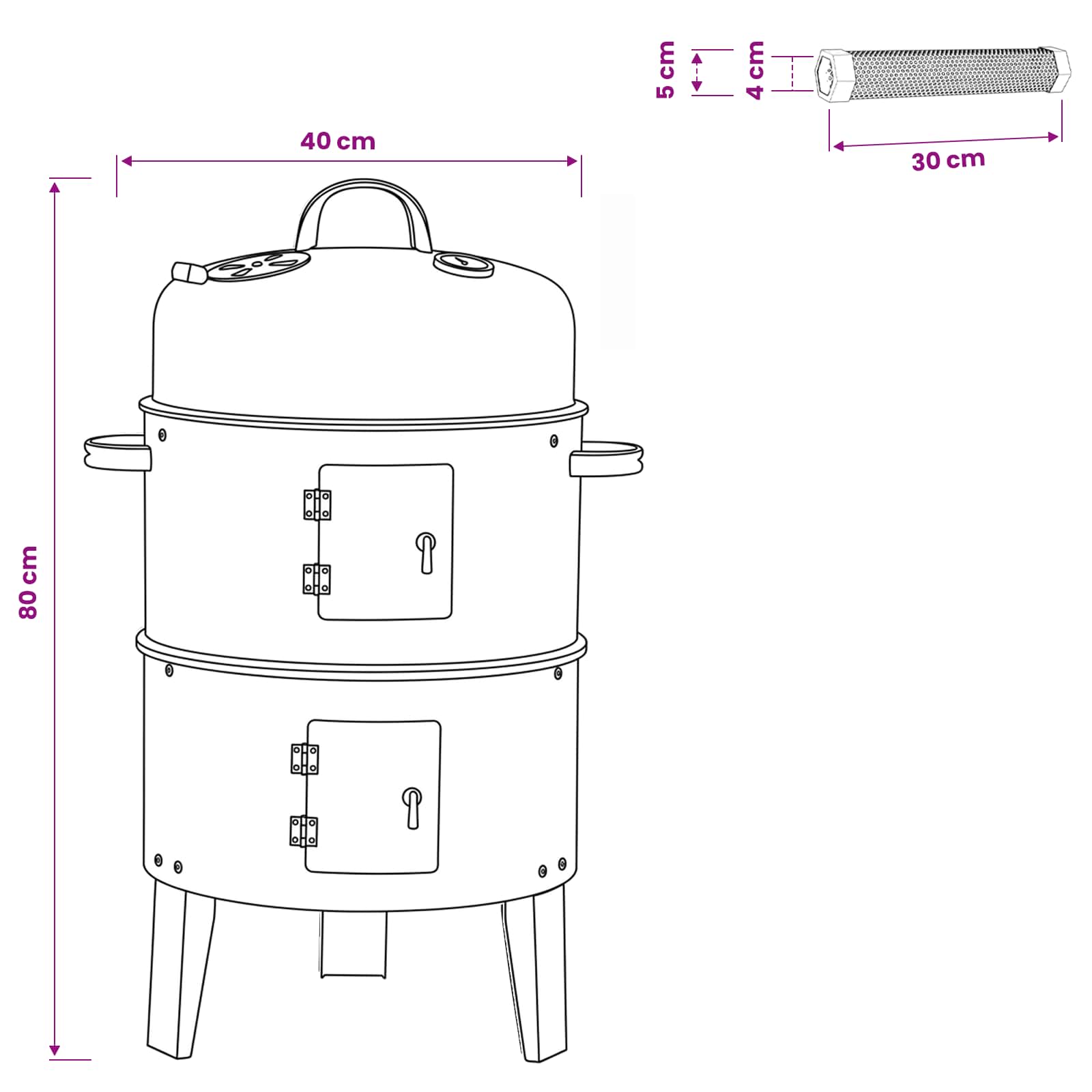 Εξωτερική ψησταριά Ø 40 x 80 cm Ατσάλι Μαύρο - Pakobazaar