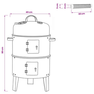 Εξωτερική ψησταριά Ø 40 x 80 cm Ατσάλι Μαύρο - Pakobazaar