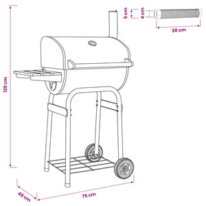 Γκριλ κάρβουνου 75 x 48 x 120 εκ. Ασημί - Pakobazaar