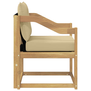 Εξωτερικός καναπές Στερεό Ξύλο Ακακίας Λευκό και μπεζ - Pakobazaar