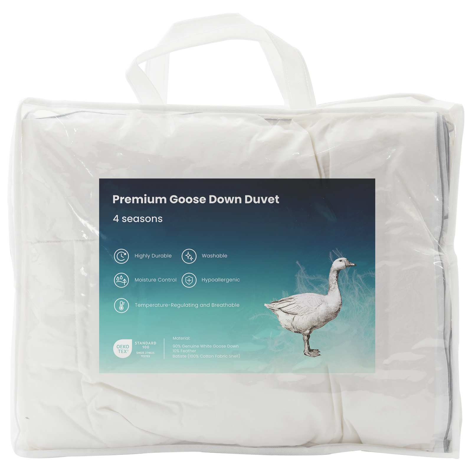 Πάπλωμα FULDA 140 x 220 cm 4 Εποχές 310 GSM 90% Χήνας Λευκό - Pakobazaar