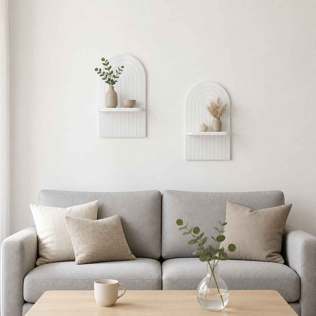 Ράφι Τοίχου 2 τμχ. Γυαλιστερό Λευκό 23 x 13,5 x 37,5 cm