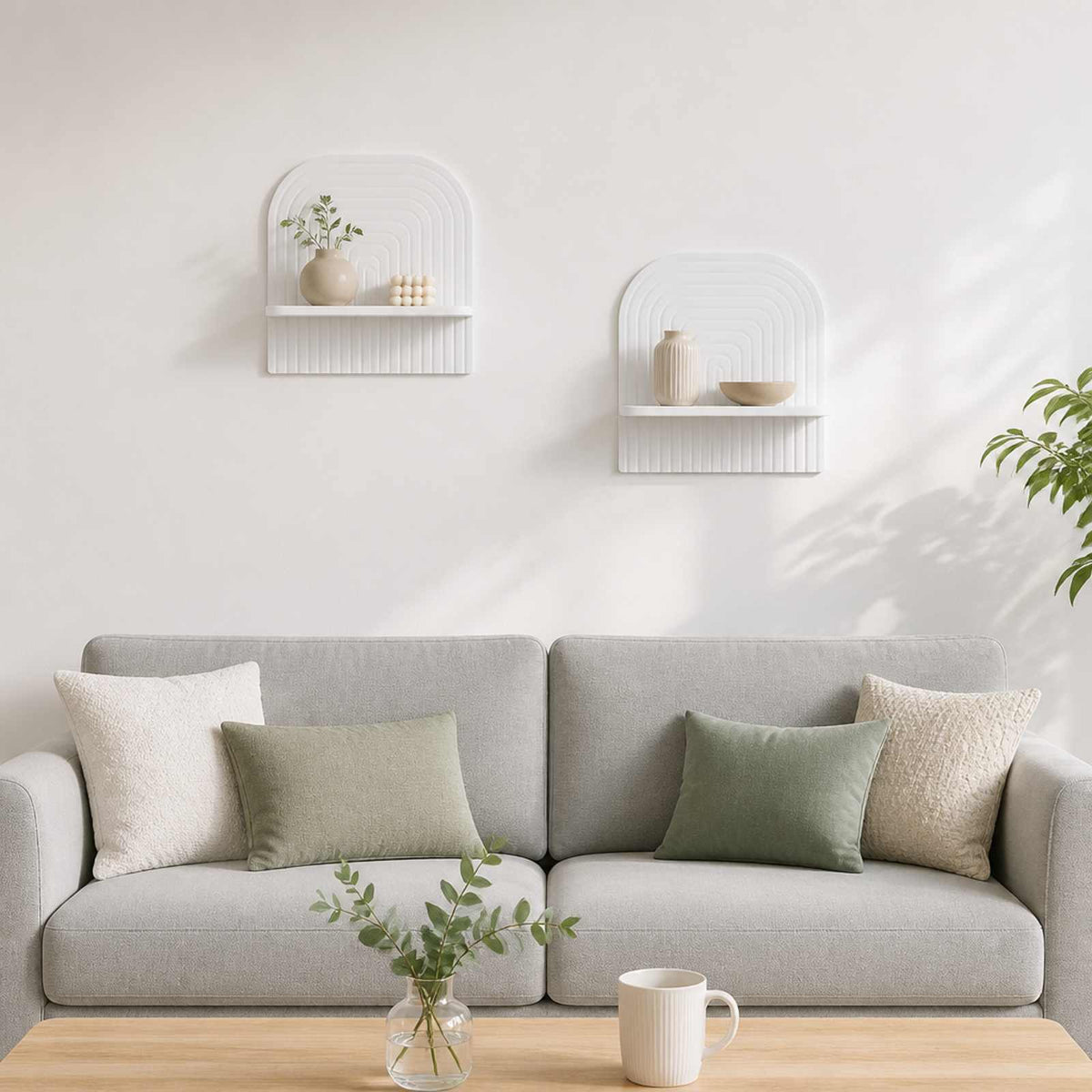 Ράφι Τοίχου 2 τμχ. Λευκό 41 x 13,5 x 37,5 cm Επεξεργασμένο Ξύλο
