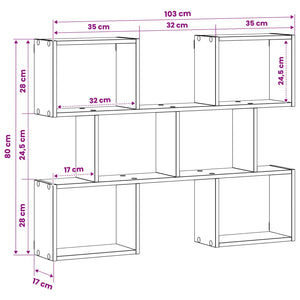 Ράφι Τοίχου Sonoma Δρυς 103 x 17 x 80 cm Επεξεργασμένο Ξύλο