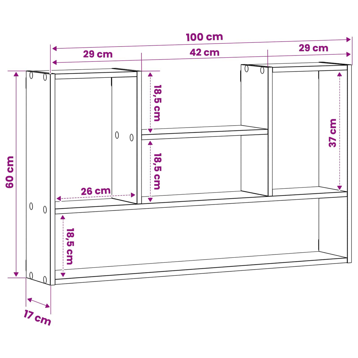 Ράφι Τοίχου Sonoma Δρυς 100 x 17 x 60 cm Επεξεργασμένο Ξύλο