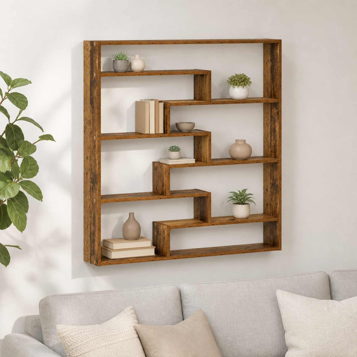 Ράφι Τοίχου Παλαιωμένο ξύλο 103 x 17 x 102 εκ. - Pakobazaar