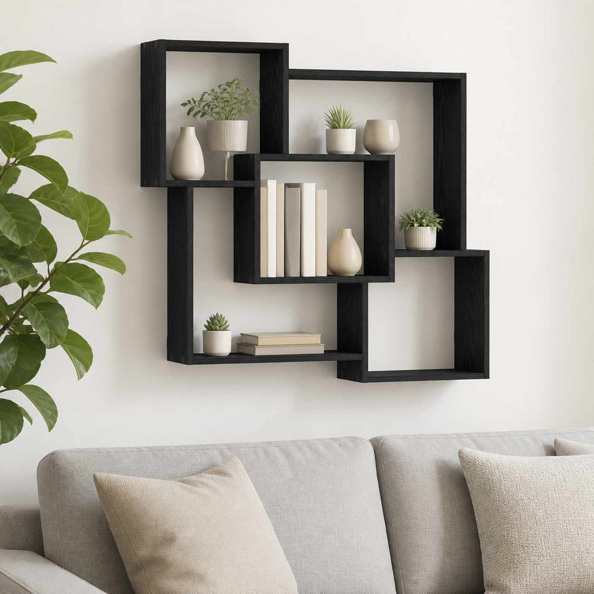 Ράφι Τοίχου Μαύρη Δρυς 98 x 17 x 91 cm Επεξεργασμένο Ξύλο