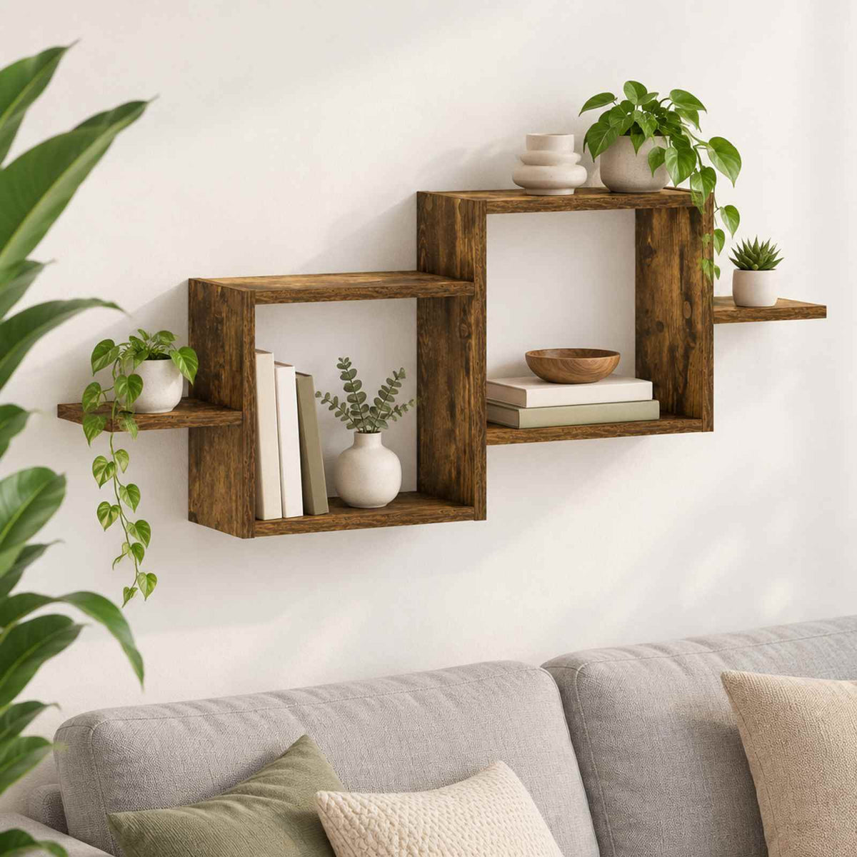 Ράφι Τοίχου Καπνισμένο Ξύλο Δρυός 95 x 17 x 37 cm - Pakobazaar