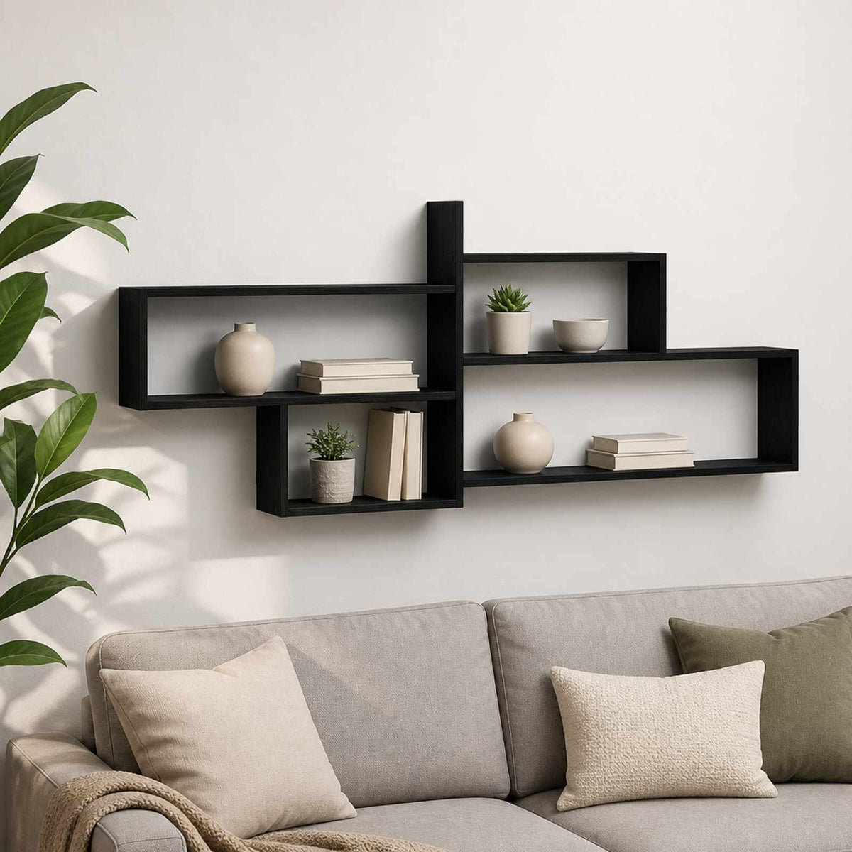 Ράφι Τοίχου Μαύρη Δρυς 168.5 x 17 x 68 cm Επεξεργασμένο Ξύλο