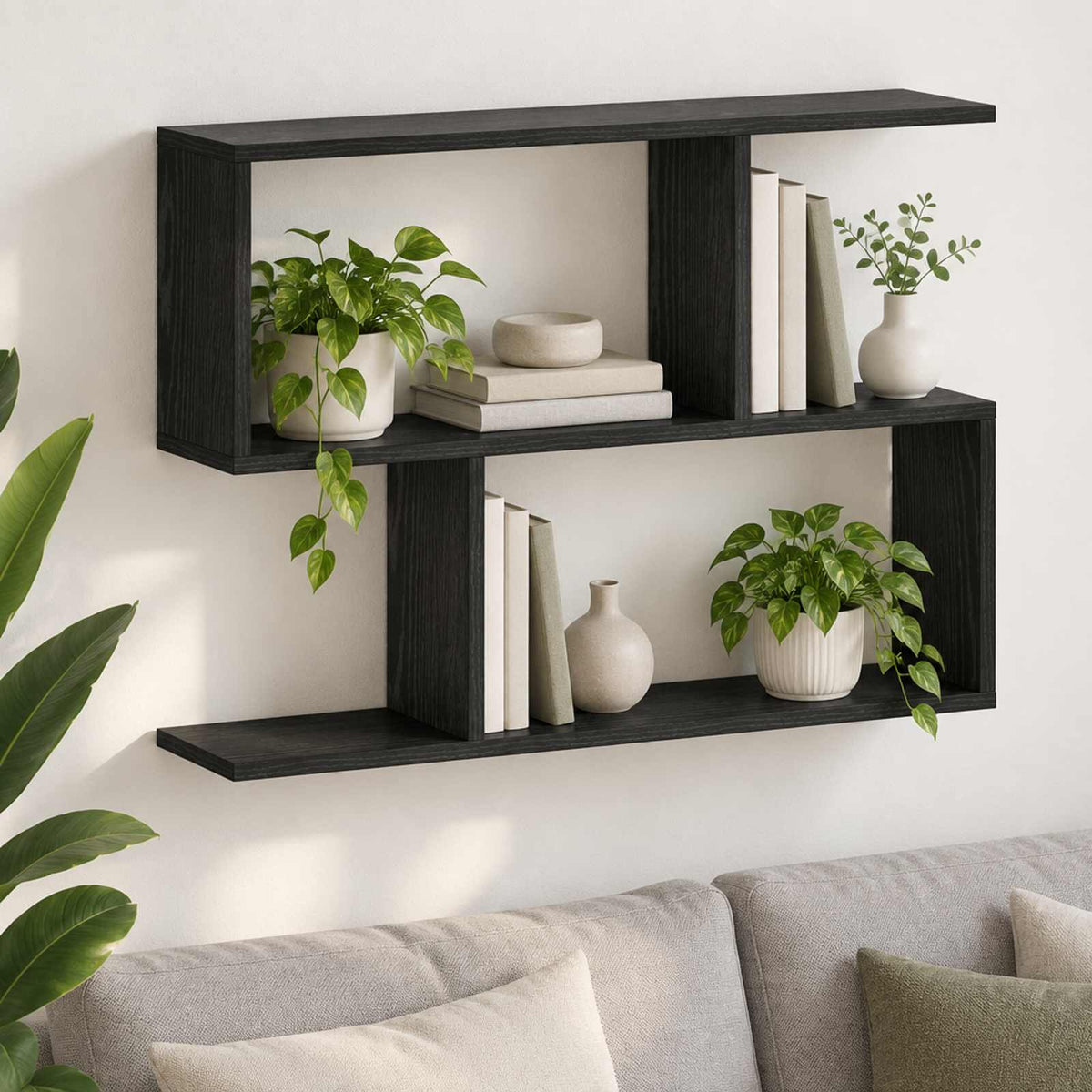 Ράφι Τοίχου Μαύρη Δρυς 72 x 17 x 55.5 cm Επεξεργασμένο Ξύλο