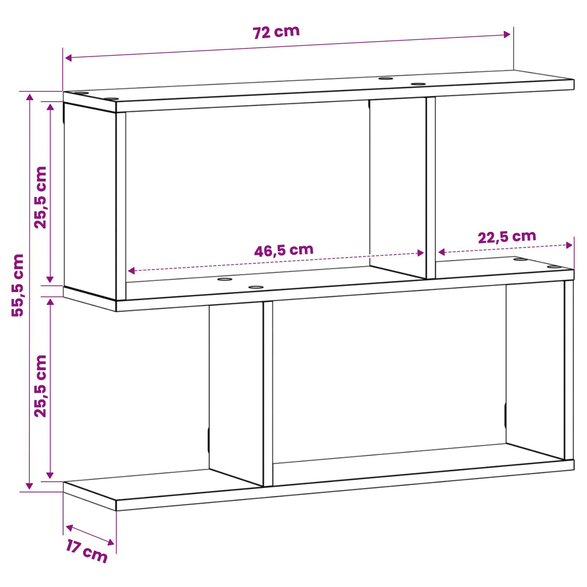 Ράφι Τοίχου Ξύλο δρυός 72 x 17 x 55.5 cm Επεξεργασμένο Ξύλο - Pakobazaar