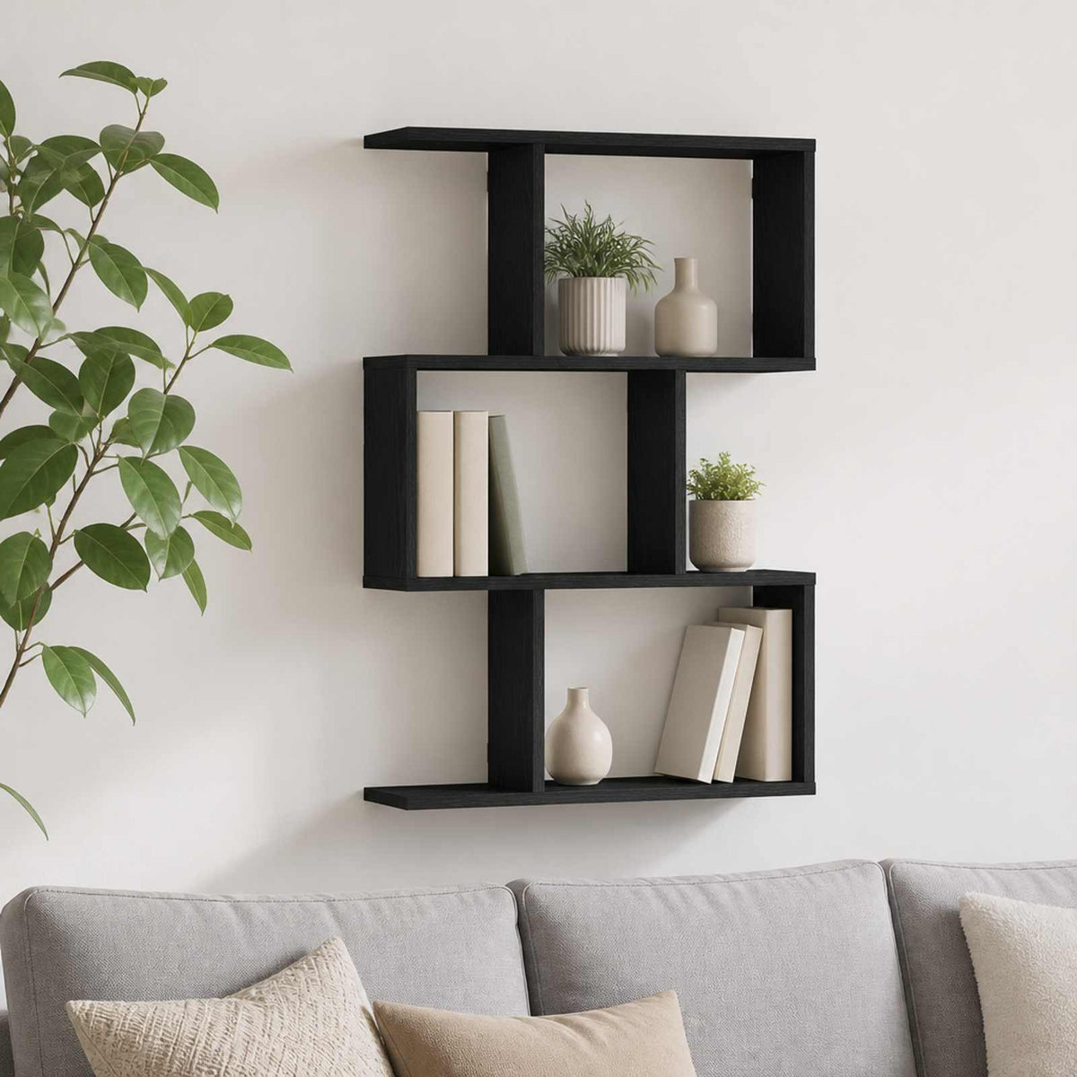 Ράφι Τοίχου Μαύρη Δρυς 72 x 17 x 105 cm Επεξεργασμένο Ξύλο