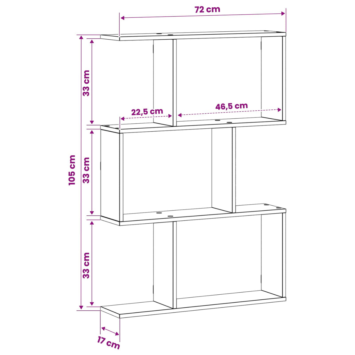 Ράφι Τοίχου Μαύρη Δρυς 72 x 17 x 105 cm Επεξεργασμένο Ξύλο