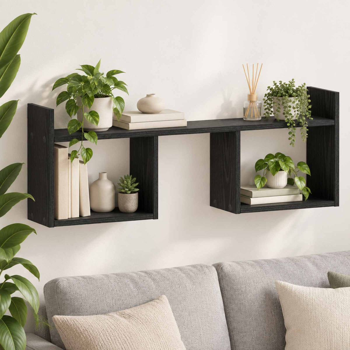 Ράφι Τοίχου Μαύρη Δρυς 90 x 17 x 32 cm Επεξεργασμένο Ξύλο