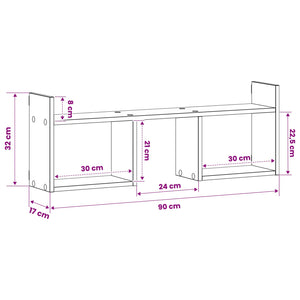Ράφι Τοίχου Μαύρη Δρυς 90 x 17 x 32 cm Επεξεργασμένο Ξύλο