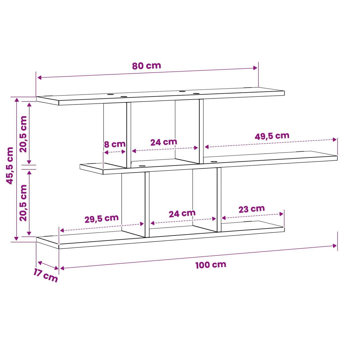 Ράφι Τοίχου Μαύρη Δρυς 100 x 17 x 45,5 εκ. Επεξεργασμένο Ξύλο - Pakobazaar