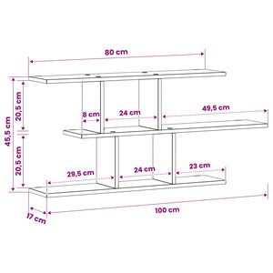 Ράφι Τοίχου Μαύρη Δρυς 100 x 17 x 45,5 εκ. Επεξεργασμένο Ξύλο - Pakobazaar