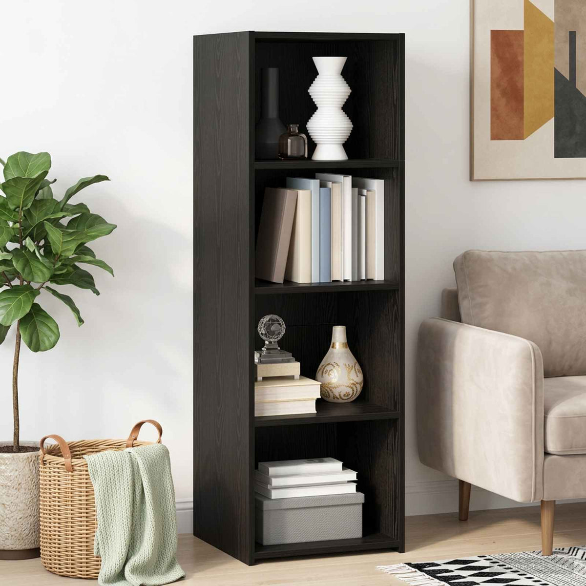 Highboard Μαύρη Δρυς 40 x 41 x 124 εκ Επεξεργασμένο Ξύλο - Pakobazaar
