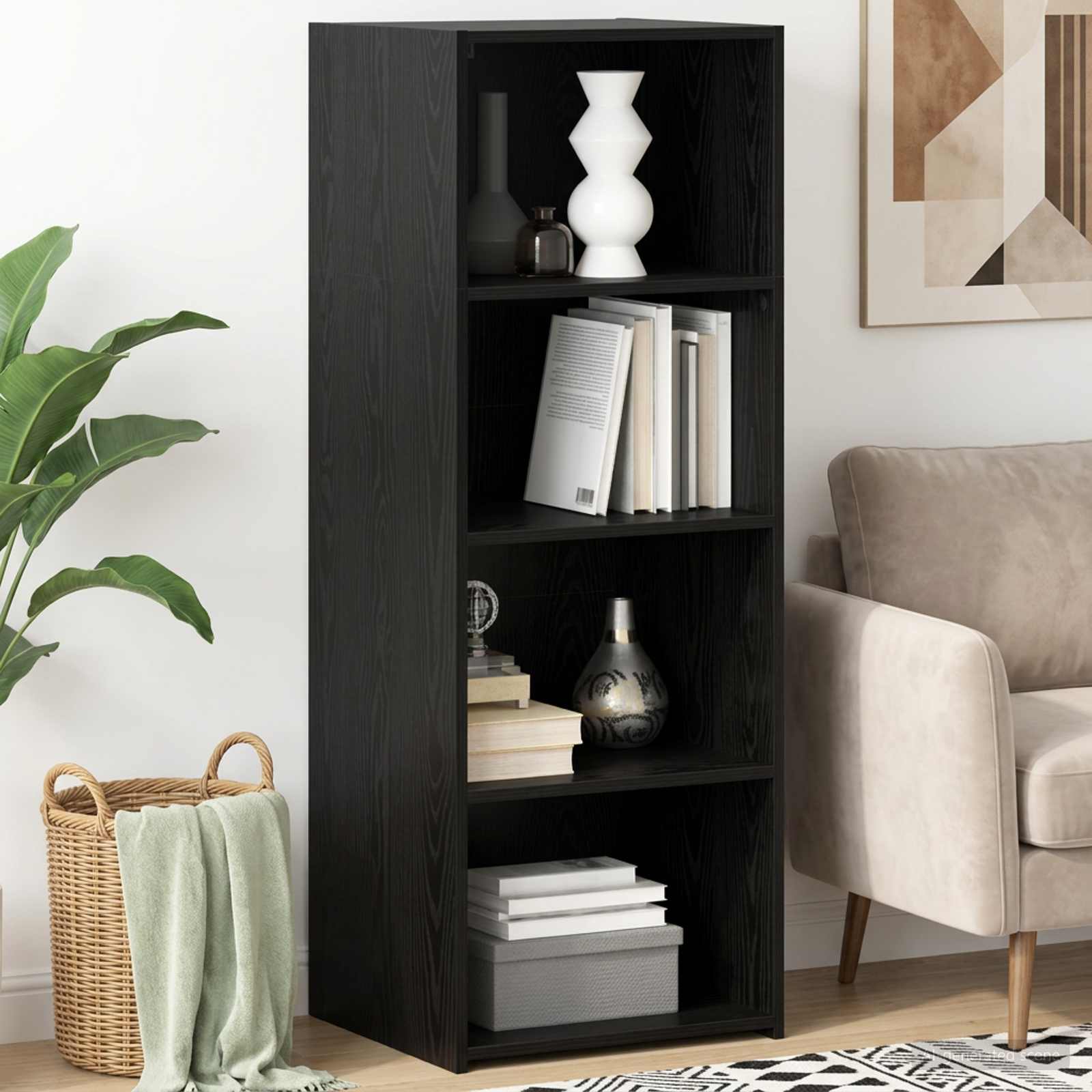 Highboard Μαύρη Δρυς 45 x 41 x 124 εκ. Επεξεργασμένο Ξύλο - Pakobazaar