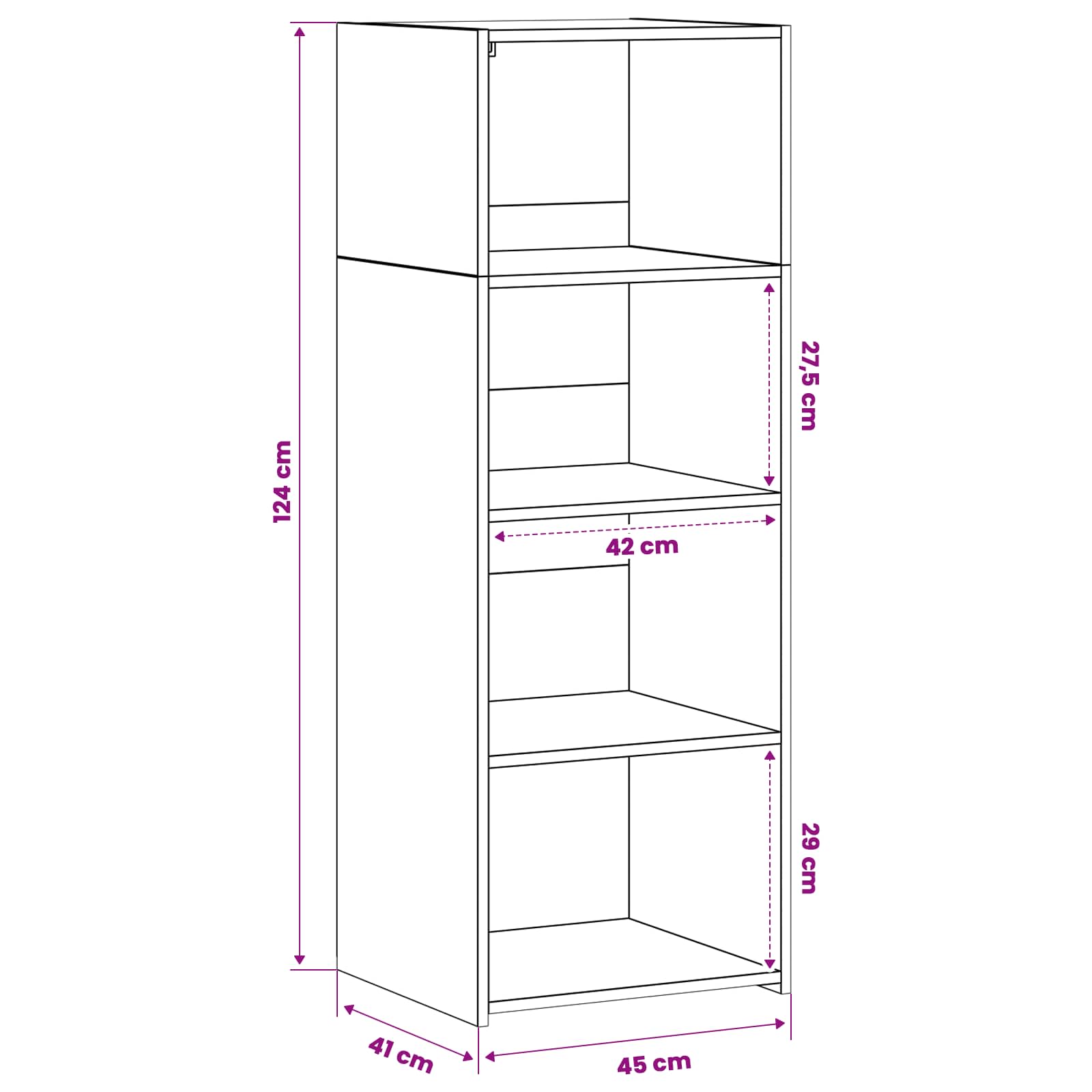 Highboard Μαύρη Δρυς 45 x 41 x 124 εκ. Επεξεργασμένο Ξύλο - Pakobazaar