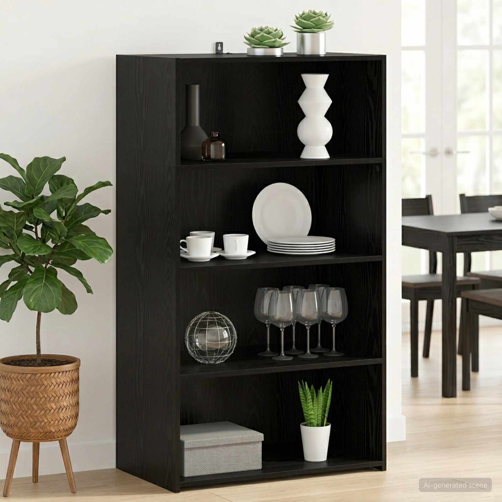 Highboard Μαύρη Δρυς 70 x 41 x 124 εκ. Επεξεργασμένο Ξύλο - Pakobazaar