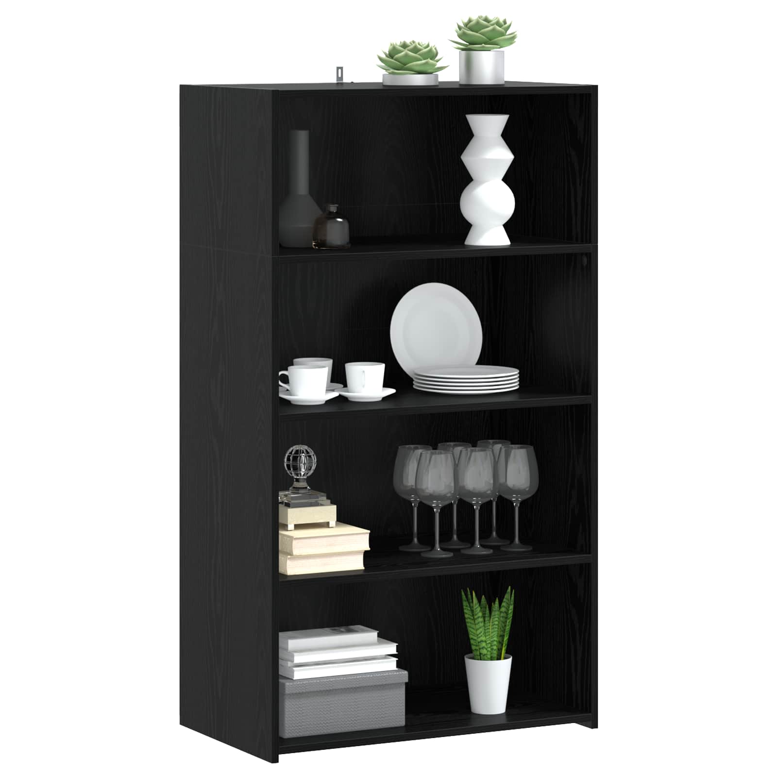 Highboard Μαύρη Δρυς 70 x 41 x 124 εκ. Επεξεργασμένο Ξύλο - Pakobazaar