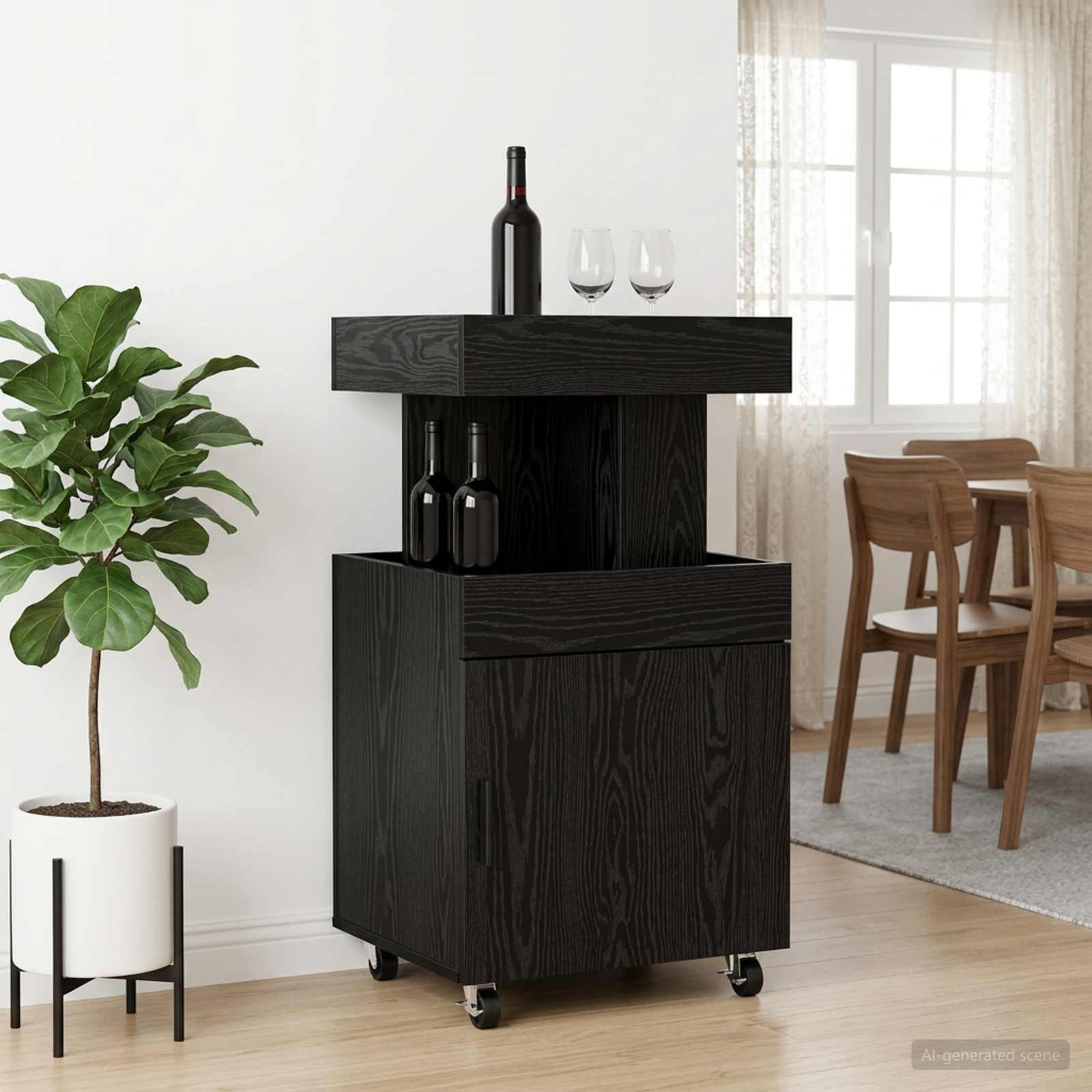 Καρότσι μπαρ Μαύρη Δρυς 50 x 41 x 89 cm Επεξεργασμένο Ξύλο